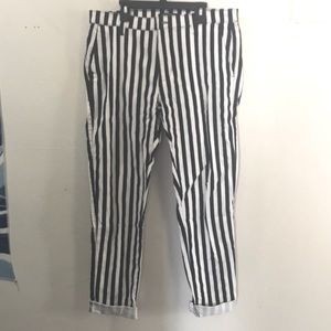 Black and white striped pants